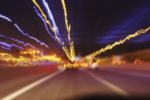 Car speeding on the road
